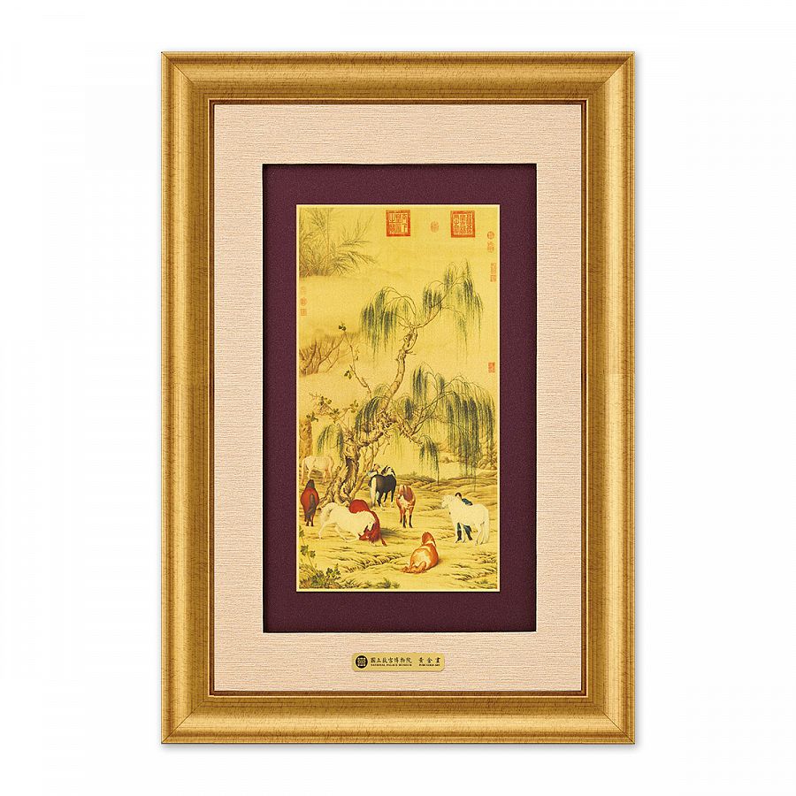 八駿全圖 屏風 清郎世寧八駿圖軸-數位典藏與學習聯合目錄(1118754)