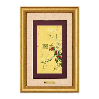 Product info: 富貴W黃金畫-白梅山茶