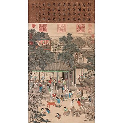 Product info: 宣彩畫 清 姚文瀚 歲朝歡慶圖