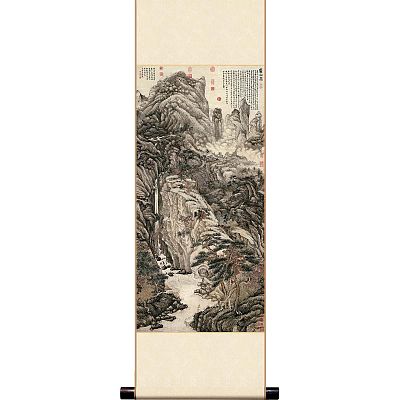 Product info: Mini直軸 明 沈周 畫廬山高