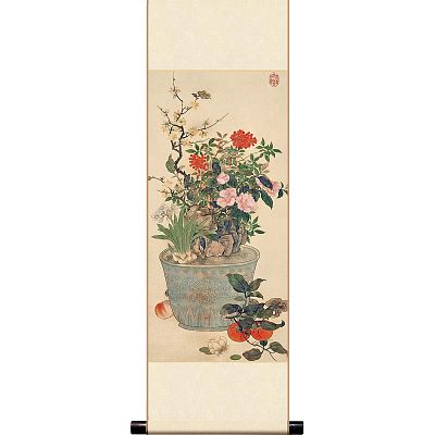 Product info: Mini直軸 清 陳書 歲朝麗景