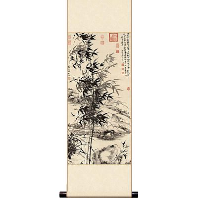 Product info: Mini 直軸 清 元濟、王原祁合作蘭竹