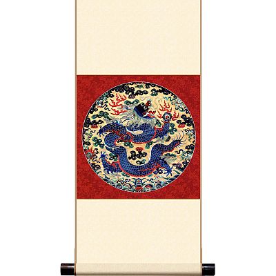 Product info: Mini 直軸 獨龍戲球緞面精繡