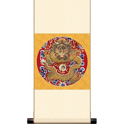 Product info: Mini 直軸  平金精繡雲龍