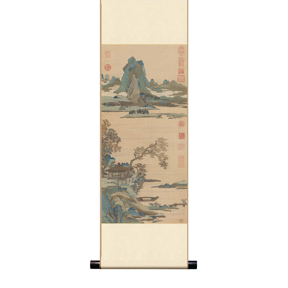 ⑮山水尺三尺 靭生画 故宮精品網路商城- Mini 直軸宋沈子蕃緙絲山水
