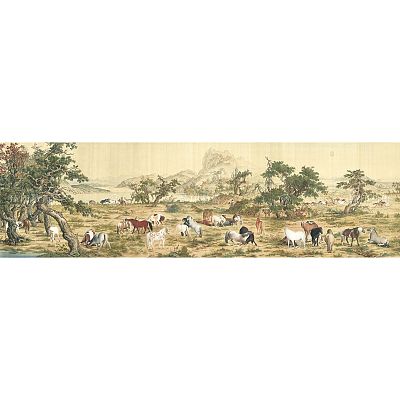 Product info: 數位複製畫 清 郎世寧 百駿圖 (局部120cm)