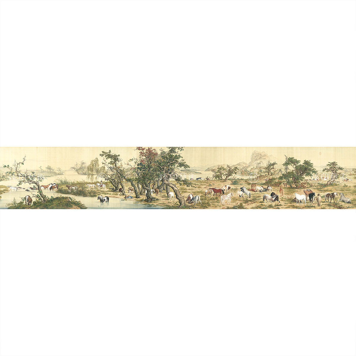 故宮精品網路商城- 數位複製畫清郎世寧百駿圖(局部200cm)