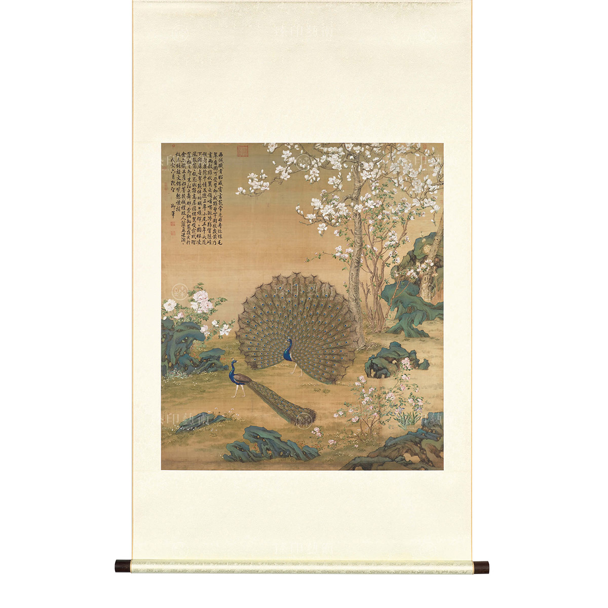 故宮精品網路商城- 掛軸清郎世寧孔雀開屏L