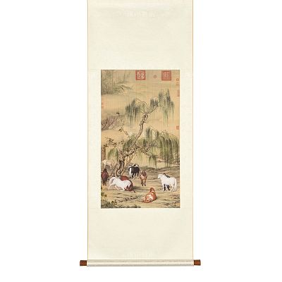 Product info: 掛軸 清 郎世寧 八駿圖 S