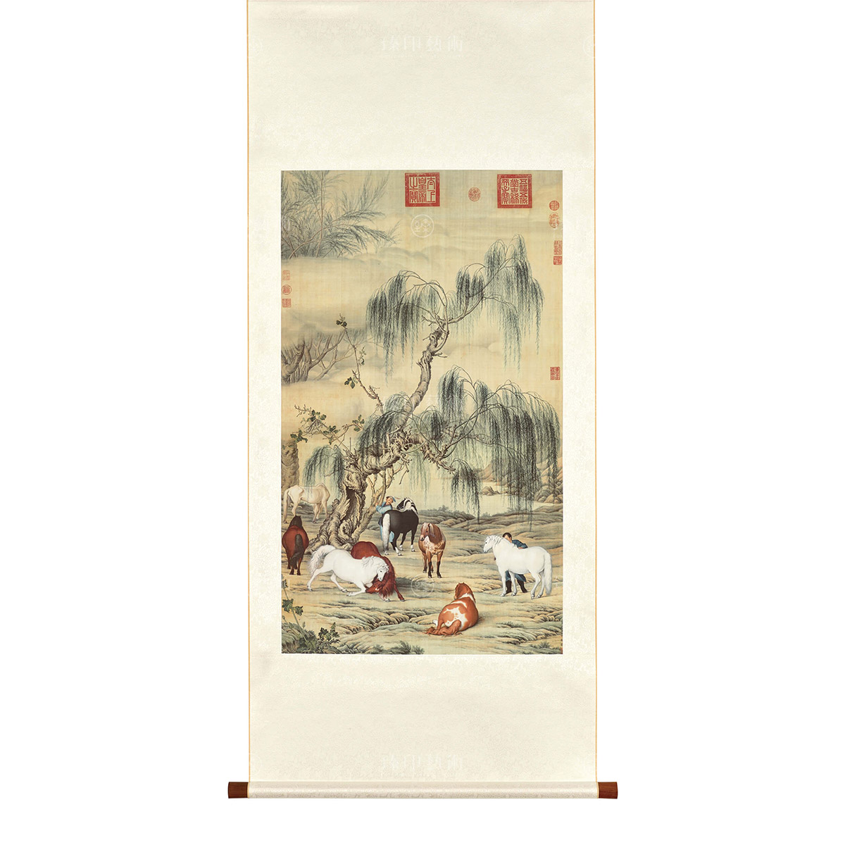 故宮精品網路商城- 掛軸清郎世寧八駿圖M