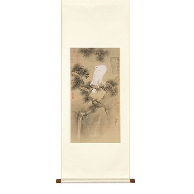 Product info: 掛軸 清 郎世寧 白鶻圖 S