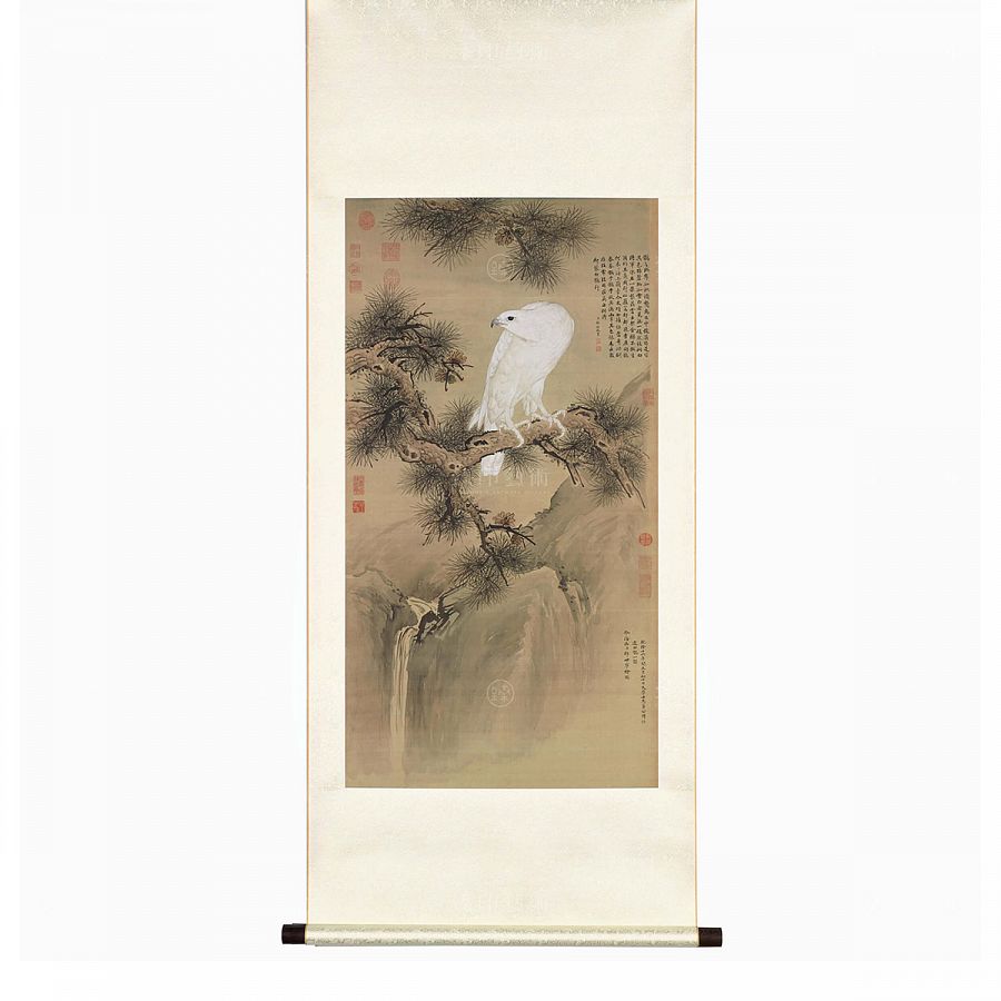 故宮精品網路商城- 掛軸清郎世寧白鶻圖M
