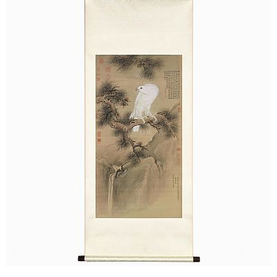 Product info: 掛軸 清 郎世寧 白鶻圖 M