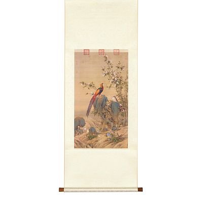 Product info: 掛軸 清 郎世寧 錦春圖 S