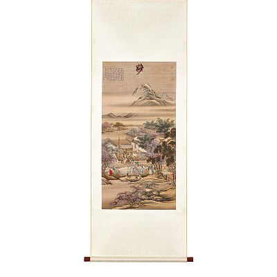 Product info: 掛軸 清 冷枚 春夜宴桃李園圖 L