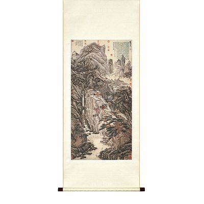 Product info: 掛軸 明 沈周 畫廬山高 S