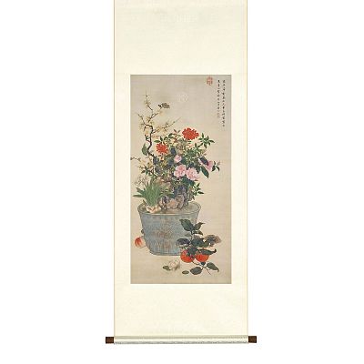 Product info: 掛軸 清 陳書 歲朝麗景