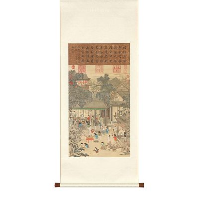 Product info: 掛軸 清 姚文瀚 歲朝歡慶圖