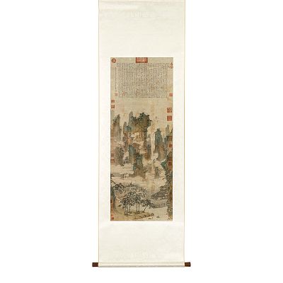 Product info: 掛軸 明 仇英 仙山樓閣圖