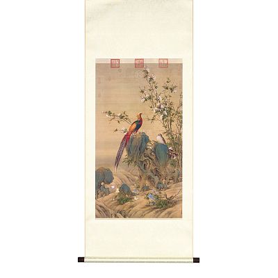 Product info: 掛軸 清 郎世寧 錦春圖 M