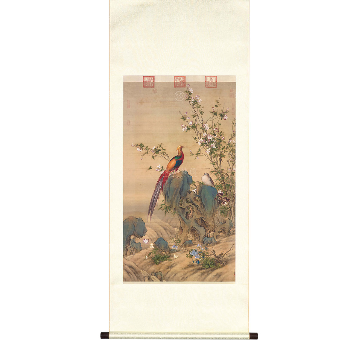 故宮精品網路商城- 掛軸清郎世寧錦春圖M