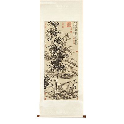 Product info: 掛軸 清 元濟 王原祁 合作蘭竹 S