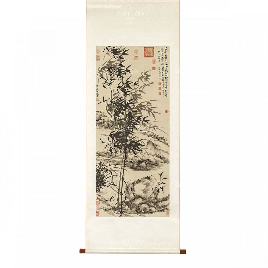 故宮精品網路商城- 掛軸清元濟王原祁合作蘭竹L