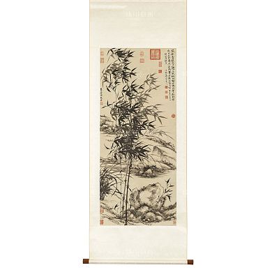 Product info: 掛軸 清 元濟 王原祁 合作蘭竹 L