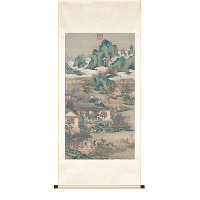 Product info: 掛軸 清畫院畫十二月月令圖 九月 S