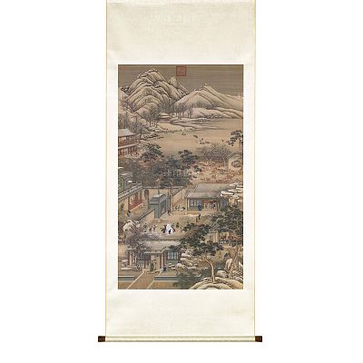 Product info: 掛軸 清畫院畫十二月月令圖 十二月S