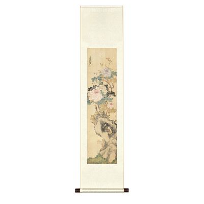 Product info: 掛軸 清 居廉 花卉草蟲四屏 牡丹蜜蜂