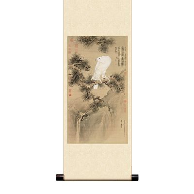 Product info: 宣彩軸 清 郎世寧 白鶻圖