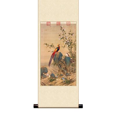 Product info: 宣彩軸 清郎世寧 錦春圖