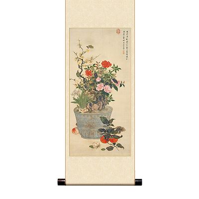 Product info: 宣彩軸 清 陳書 歲朝麗景