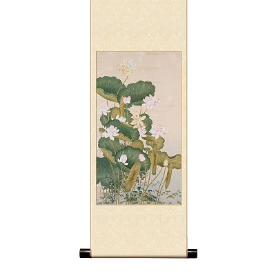 Product info: 宣彩軸 清 沈世傑 荷花