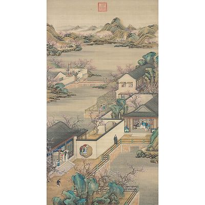 Product info: 宣彩畫 清畫院畫十二月月令圖 二月