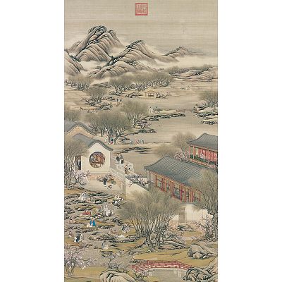 Product info: 宣彩畫 清畫院畫十二月月令圖 三月
