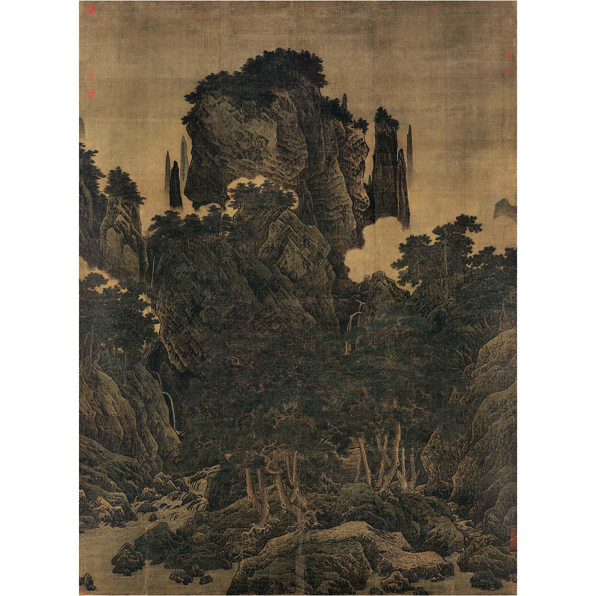 故宮精品網路商城- 宣彩畫宋李唐萬壑松風圖