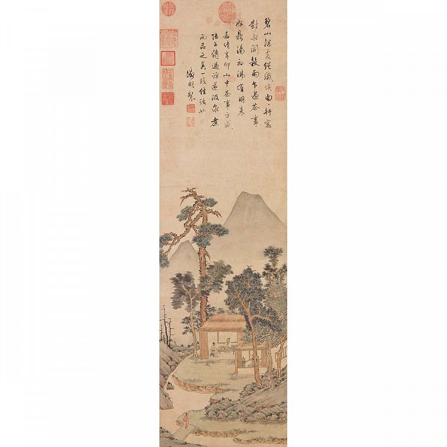 複製 畫心 明文徵明品茶圖