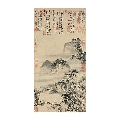 Product info: 畫心＿元曹知白山水軸