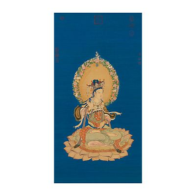 Product info: 畫心＿清丁觀鵬畫蓮座文殊像軸