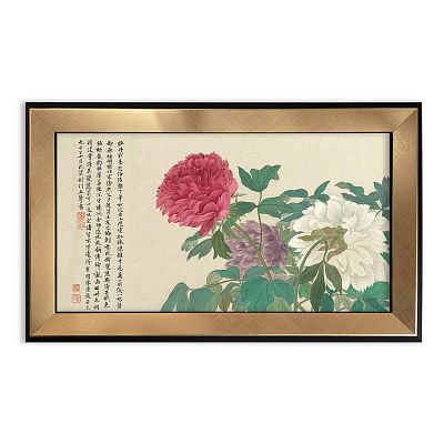 Product info: 藝術小框畫＿清惲壽平王翬花卉山水合冊牡丹