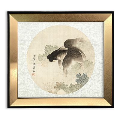 Product info: 藝術小框畫＿清馬文麟畫魚藻冊金魚