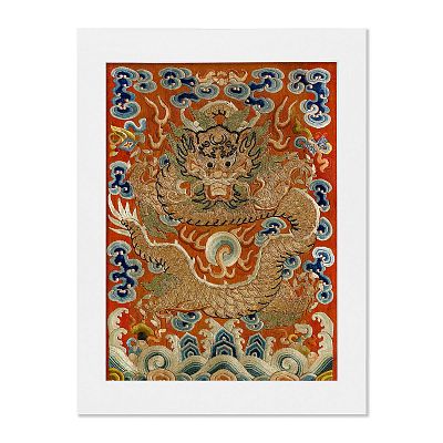 Product info: 紙框畫:平金精繡雲龍