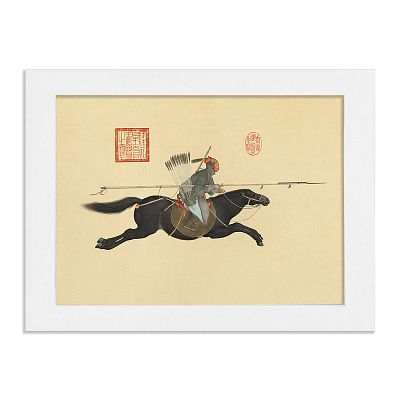 Product info: 紙框畫: 清郎世寧阿玉錫持矛盪寇圖