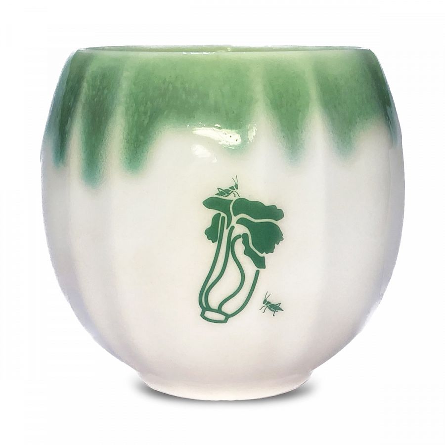 故宮精品網路商城- 翠玉白菜花開富貴杯（綠）