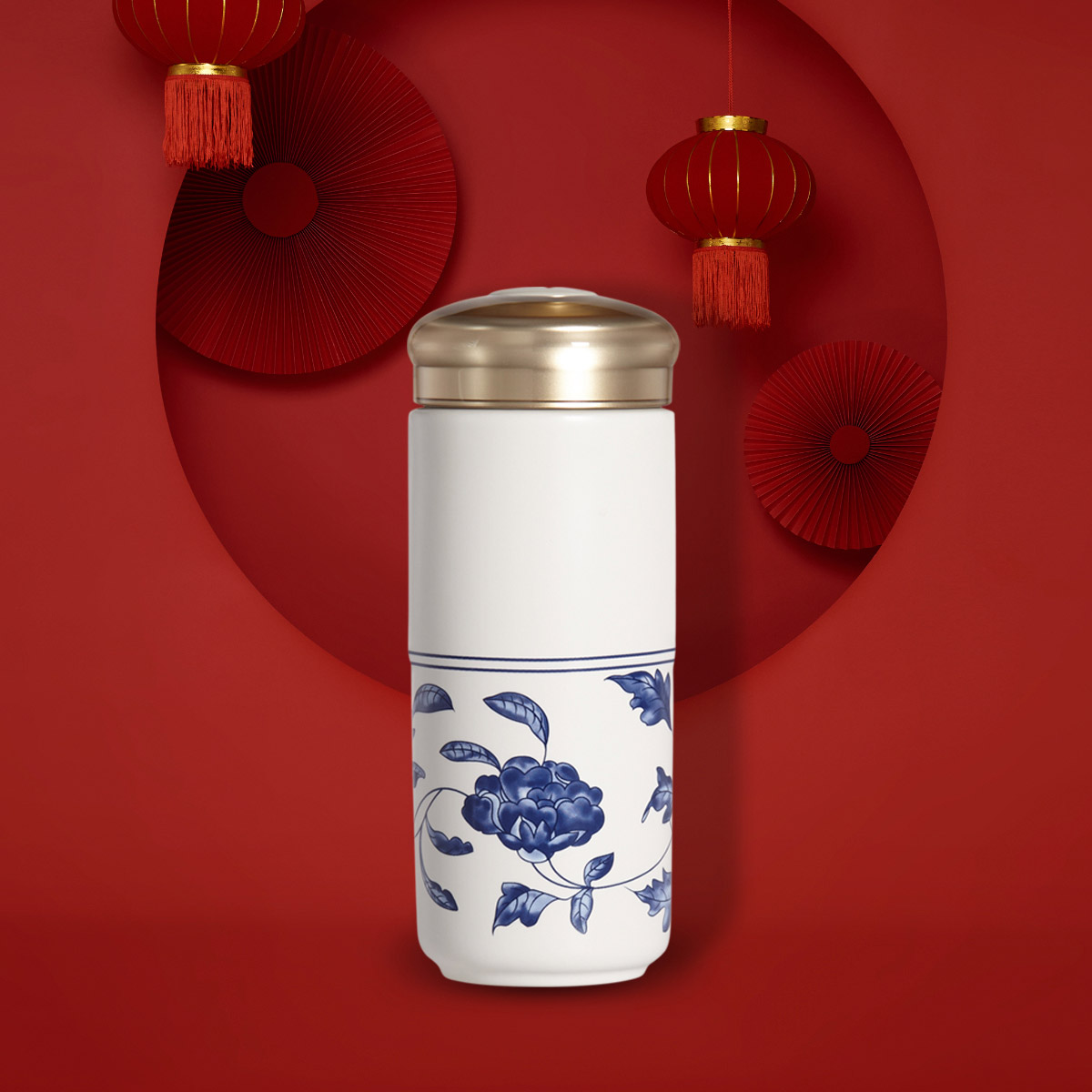 故宮精品網路商城- 青花纏枝花卉紋隨身杯