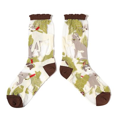 Product info: 狗仔隊 透紗中筒襪