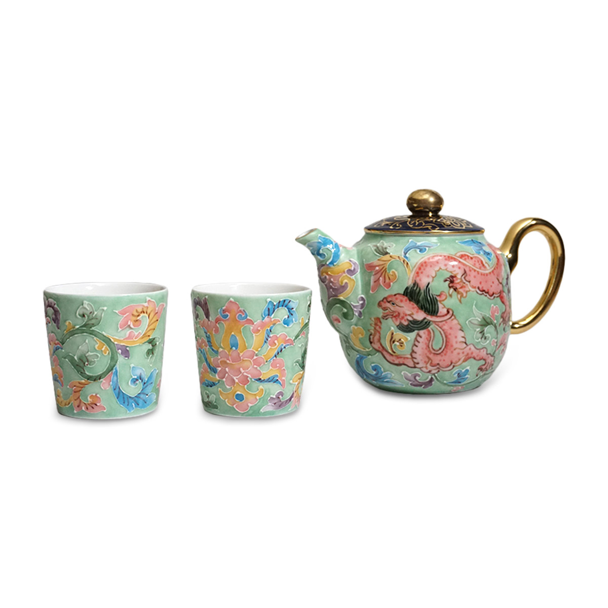 故宮精品網路商城- 雙龍纏枝茶具組