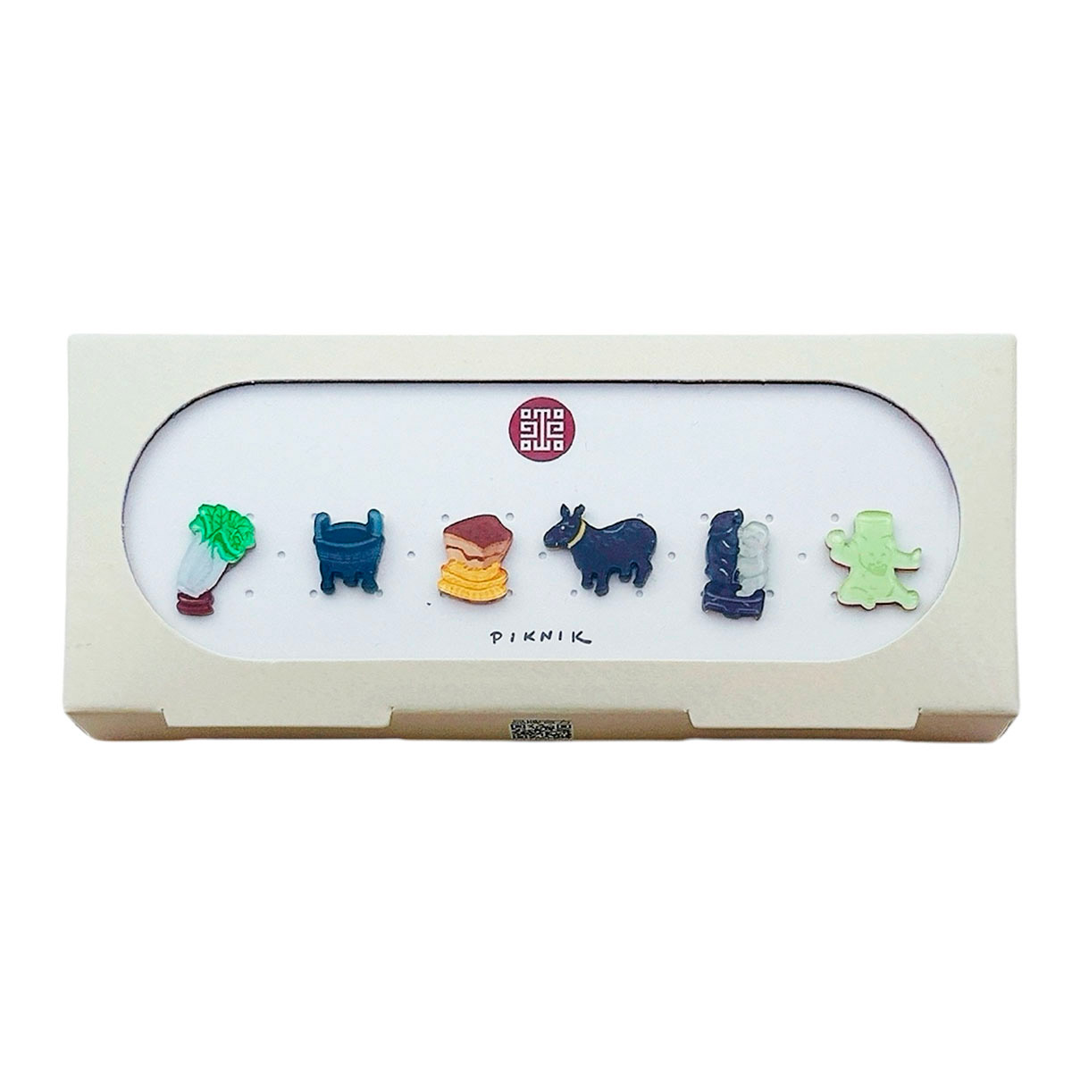 白菜と昆虫の精巧な置物　骨製品 故宮精品網路商城- 迷你六寶別針組(白菜)